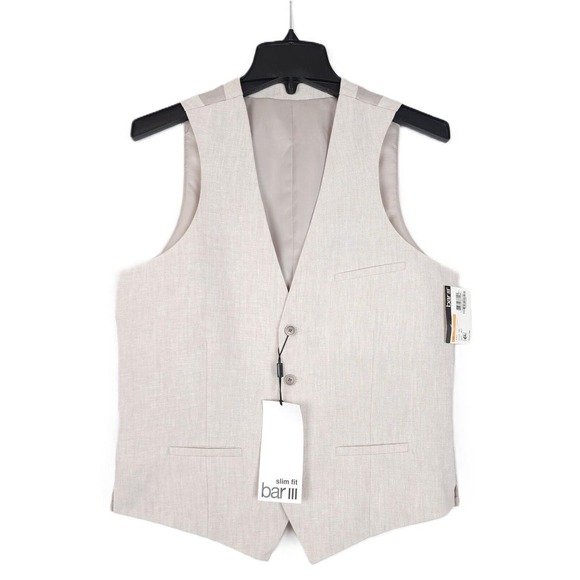 Bar III Men's Slim-Fit Linen Suit Separate Vest Tan Small NWT - Picture 1 of 3